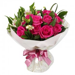 Pink Roses with Seasoning Flowers Arrangement(OFB-005)