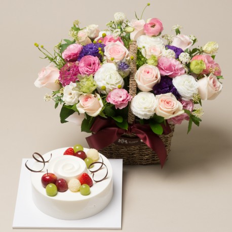 A Cake + Flower basket 2 (ONB-092)